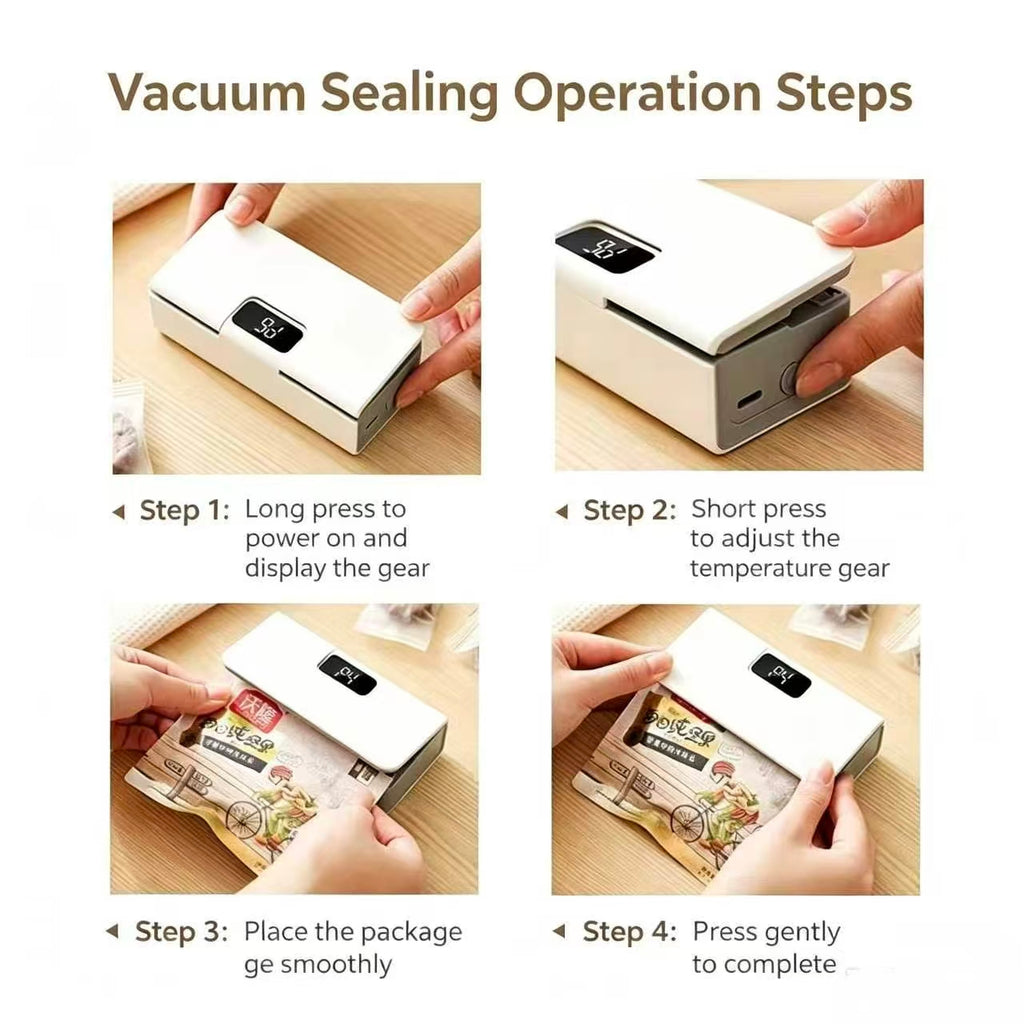 Limited Time: 30% OFF⚡Portable Rechargeable Handheld Bag Heat Sealer, 6‑Speed Adjustable, 100‑300 Times on Full Charge