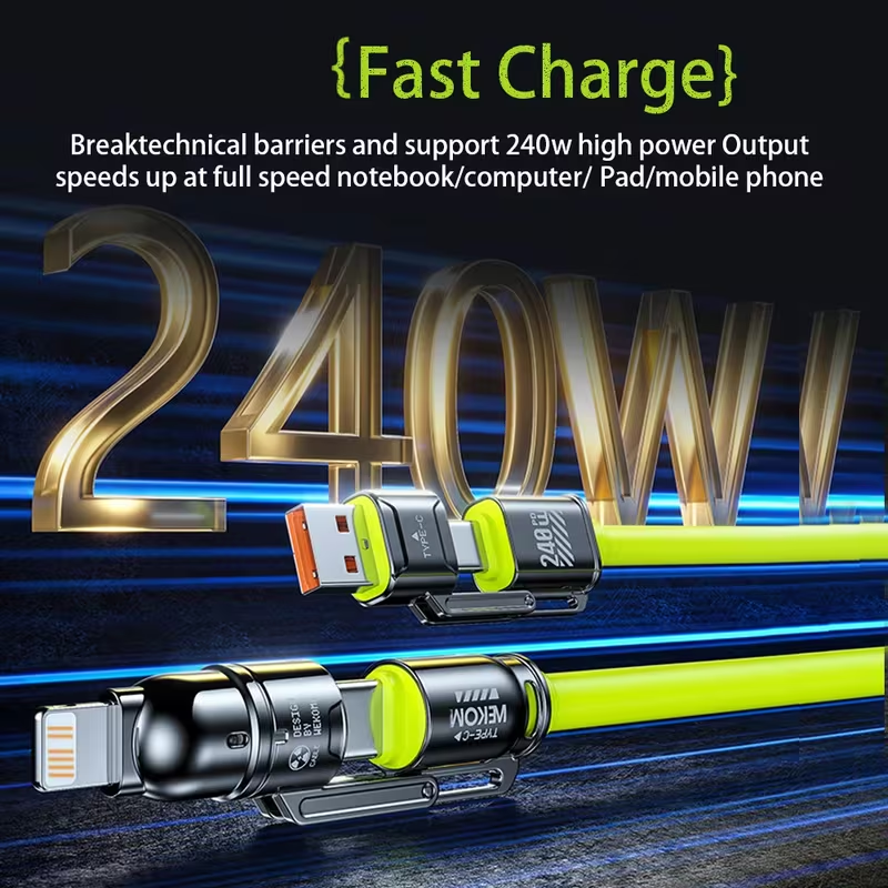 Limited Time: 30% OFF⚡  Max 4‑In‑1 Fast Charging Cable | Thick Silicone | Universal for iPhone 15/16, MacBook, Switch & Steam Deck