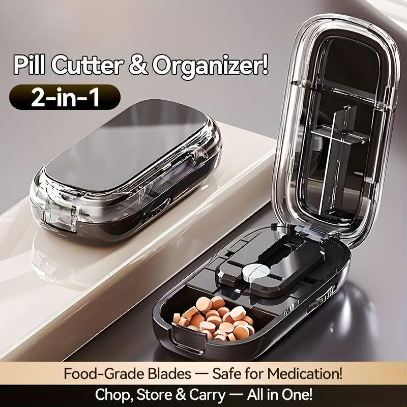Limited Time: 30% OFF⚡ Compact 2-in-1 Pill Splitter & Pocket Travel Medicine Organizer