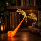 Limited Time: 30% OFF⚡  "Spitting Fire" Dragon Figure - 3D Printed Texture, Illuminated Flame Base, Bold Fantasy Centerpiece Home Decor