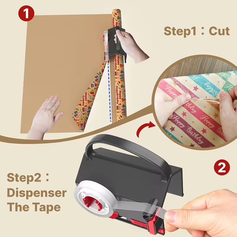 Limited Time: 30% OFF⚡ 2-in-1 Wrapping Paper Cutter & Tape Dispenser Tool