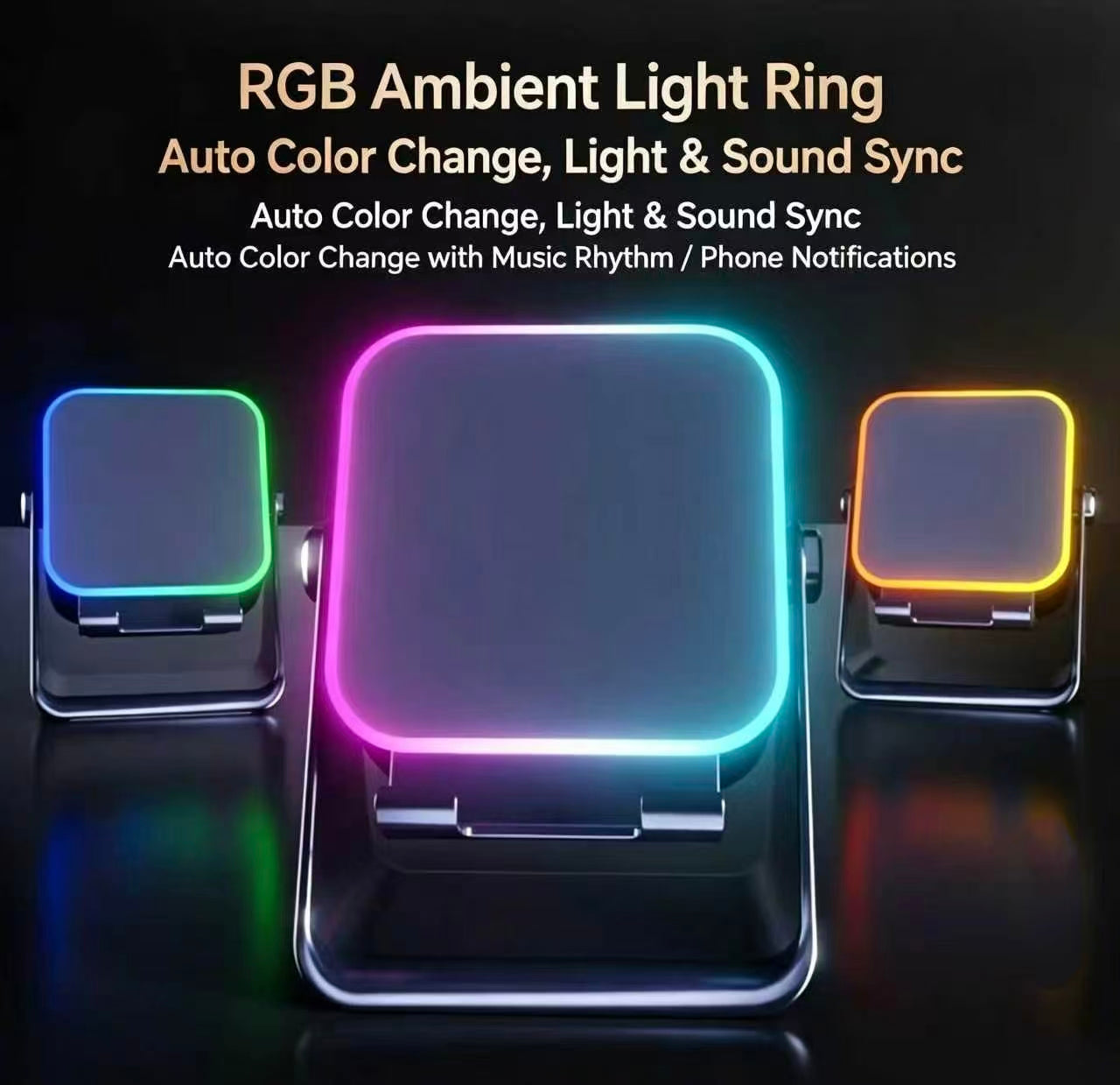 Limited Time: 30% OFF⚡ Smart Sensing Desktop Phone Stand Speaker with Surround Sound & RGB