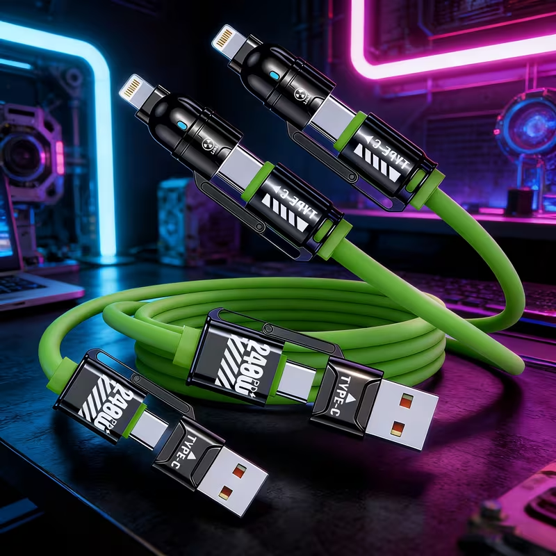 Limited Time: 30% OFF⚡  Max 4‑In‑1 Fast Charging Cable | Thick Silicone | Universal for iPhone 15/16, MacBook, Switch & Steam Deck
