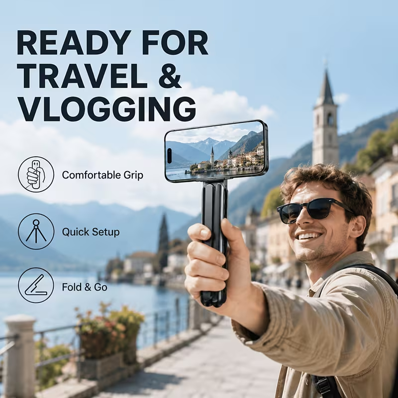 Limited Time: 30% OFF⚡ Foldable Magsafe Magnetic Phone Tripod Stand, Multi‑Device Portable Aluminum Alloy Holder