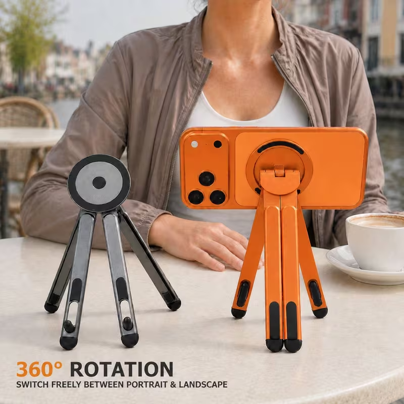 Limited Time: 30% OFF⚡ Foldable Magsafe Magnetic Phone Tripod Stand, Multi‑Device Portable Aluminum Alloy Holder