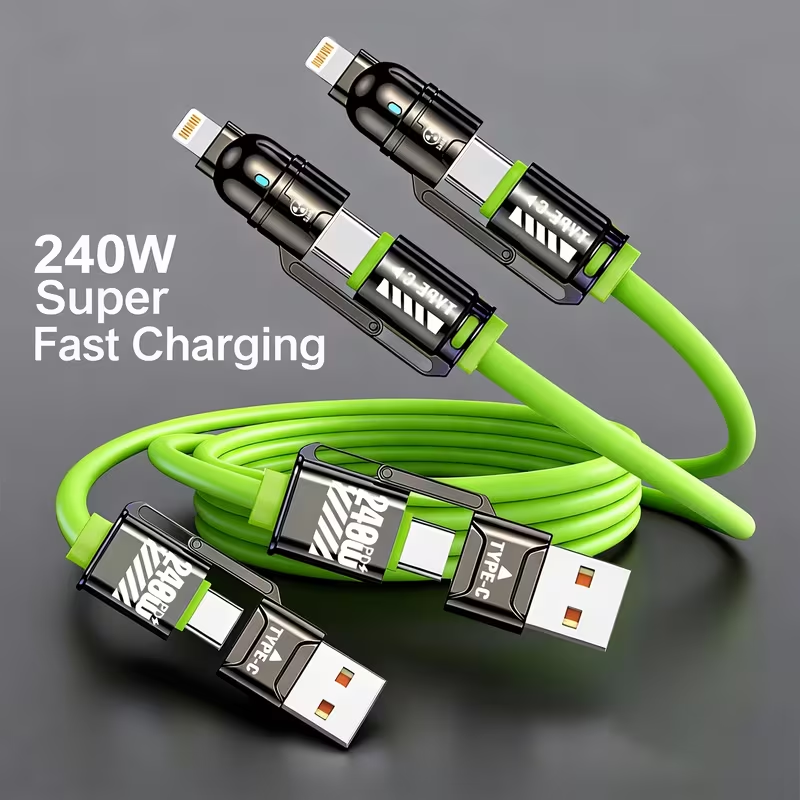 Limited Time: 30% OFF⚡  Max 4‑In‑1 Fast Charging Cable | Thick Silicone | Universal for iPhone 15/16, MacBook, Switch & Steam Deck