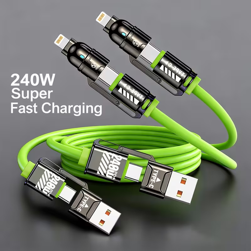 Limited Time: 30% OFF⚡  Max 4‑In‑1 Fast Charging Cable | Thick Silicone | Universal for iPhone 15/16, MacBook, Switch & Steam Deck