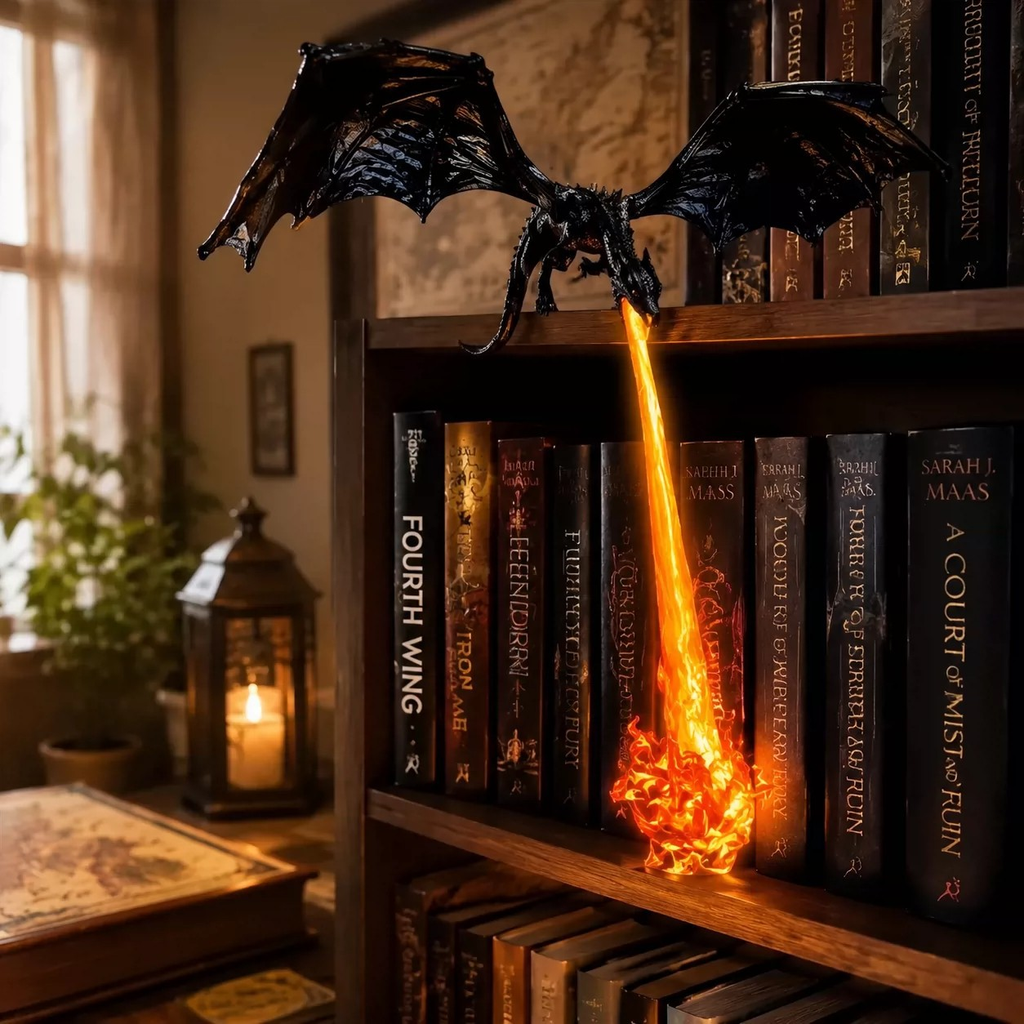 Limited Time: 30% OFF⚡  "Spitting Fire" Dragon Figure - 3D Printed Texture, Illuminated Flame Base, Bold Fantasy Centerpiece Home Decor