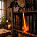 Limited Time: 30% OFF⚡  "Spitting Fire" Dragon Figure - 3D Printed Texture, Illuminated Flame Base, Bold Fantasy Centerpiece Home Decor