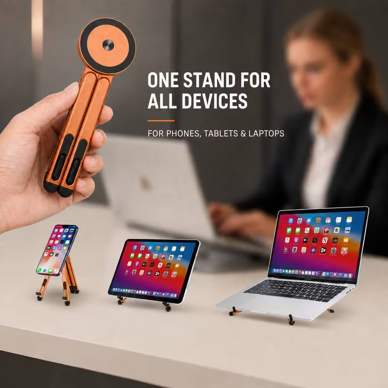 Limited Time: 30% OFF⚡ Foldable Magsafe Magnetic Phone Tripod Stand, Multi‑Device Portable Aluminum Alloy Holder