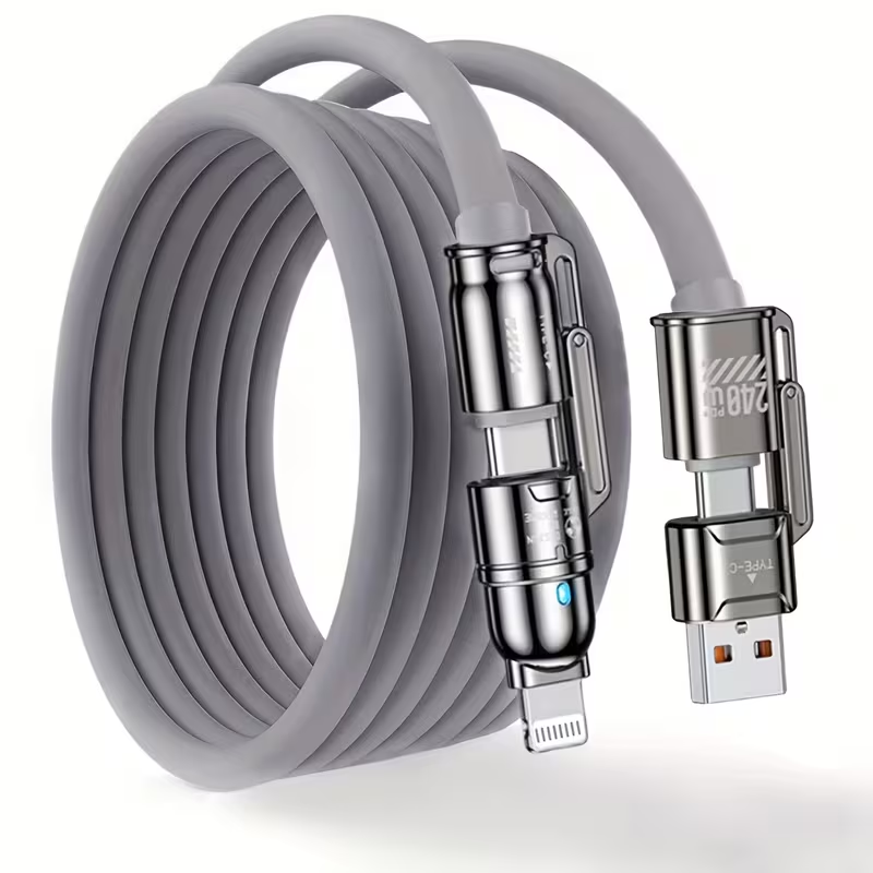 Limited Time: 30% OFF⚡  Max 4‑In‑1 Fast Charging Cable | Thick Silicone | Universal for iPhone 15/16, MacBook, Switch & Steam Deck