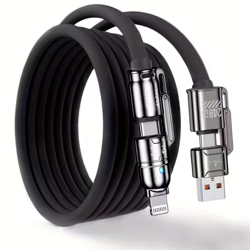 Limited Time: 30% OFF⚡  Max 4‑In‑1 Fast Charging Cable | Thick Silicone | Universal for iPhone 15/16, MacBook, Switch & Steam Deck