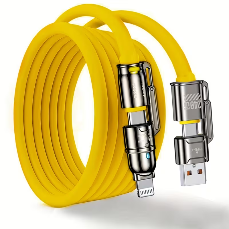 Limited Time: 30% OFF⚡  Max 4‑In‑1 Fast Charging Cable | Thick Silicone | Universal for iPhone 15/16, MacBook, Switch & Steam Deck